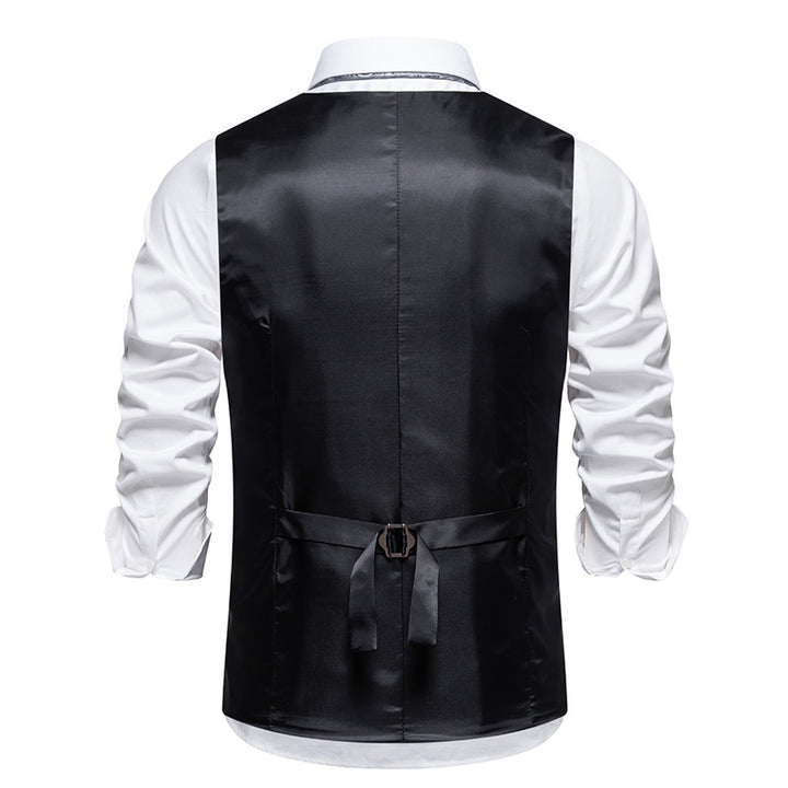 Herren elegante Weste mit schmalem Hahnentrittmuster und asymmetrischen Akzenten Drune