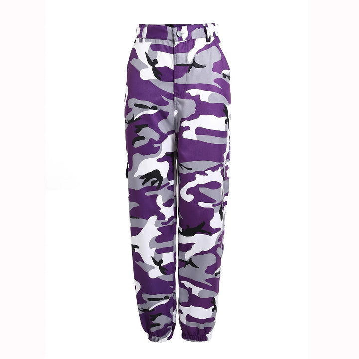 Damen Cargohose mit elastischem Bund und modischem Camouflage-Muster Drune