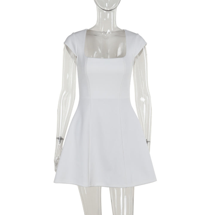 Damen figurbetontes Minikleid mit Quadratausschnitt und voluminösem Rock Drune