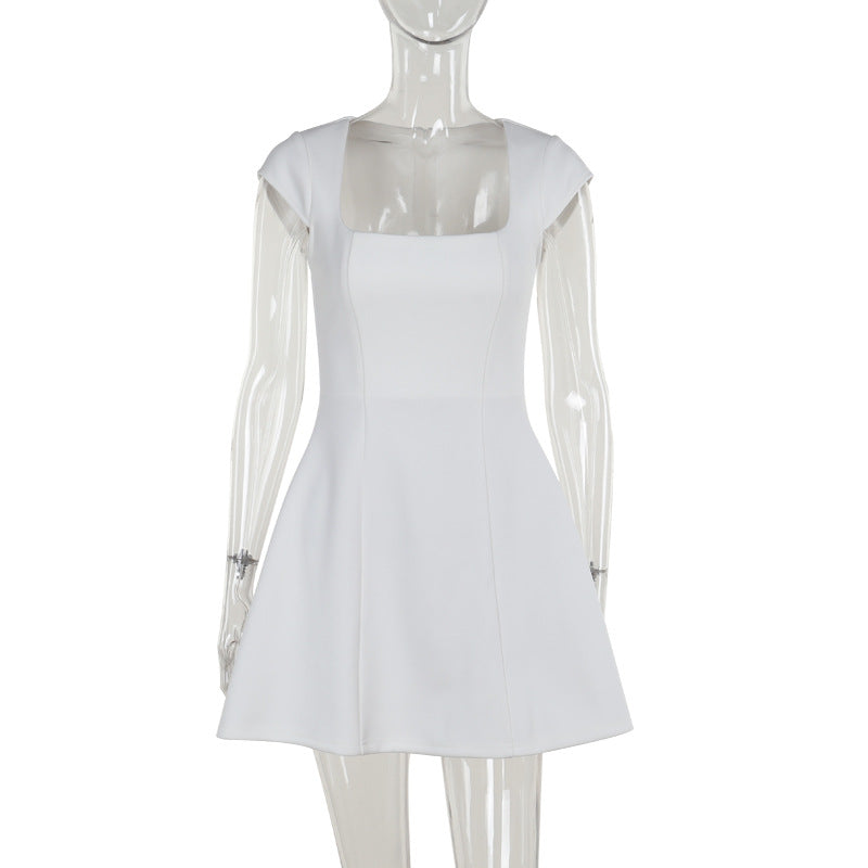Damen Minikleid mit quadratischem Ausschnitt und ausgestelltem Rock Drune