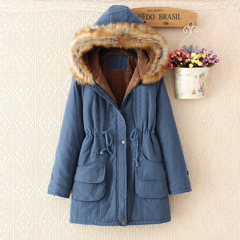 Damen gefütterte Parkajacke mit abnehmbarem Kunstfellkragen und praktischen Taschen Drune