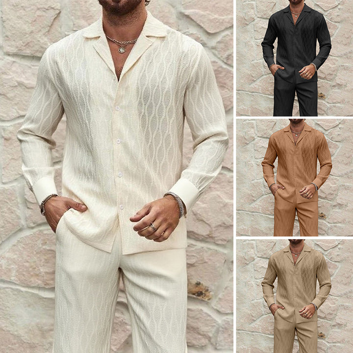 Herren eleganter Set mit feinem Strukturmuster und komfortablem Schnitt Drune