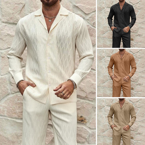 Herren eleganter Set mit feinem Strukturmuster und komfortablem Schnitt Drune