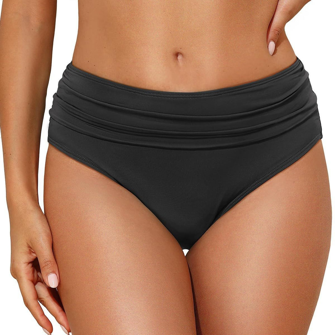 Damen Hochtaillierte Bikinihose mit eleganter Raffung Drune