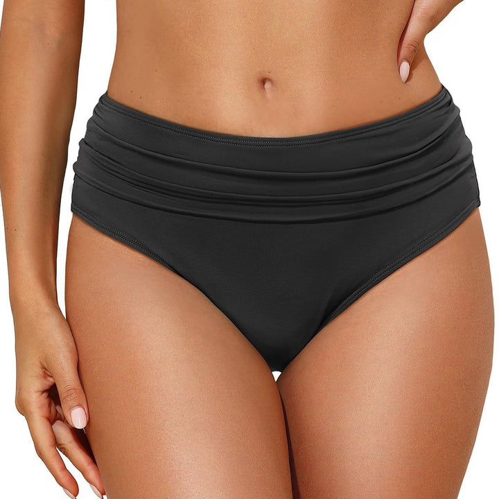 Damen Hochtaillierte Bikinihose mit eleganter Raffung Drune