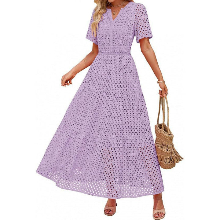 Damen Maxikleid mit gehäkeltem Muster Drune