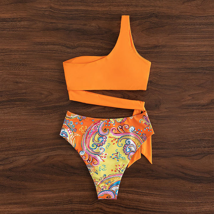 Damen Zweiteiliges Bikini-Set mit asymmetrischem Oberteil und stilvollem Wickel-Design Drune