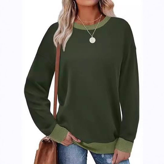 Damen Bequemer Pullover mit Kontrastbündchen Drune