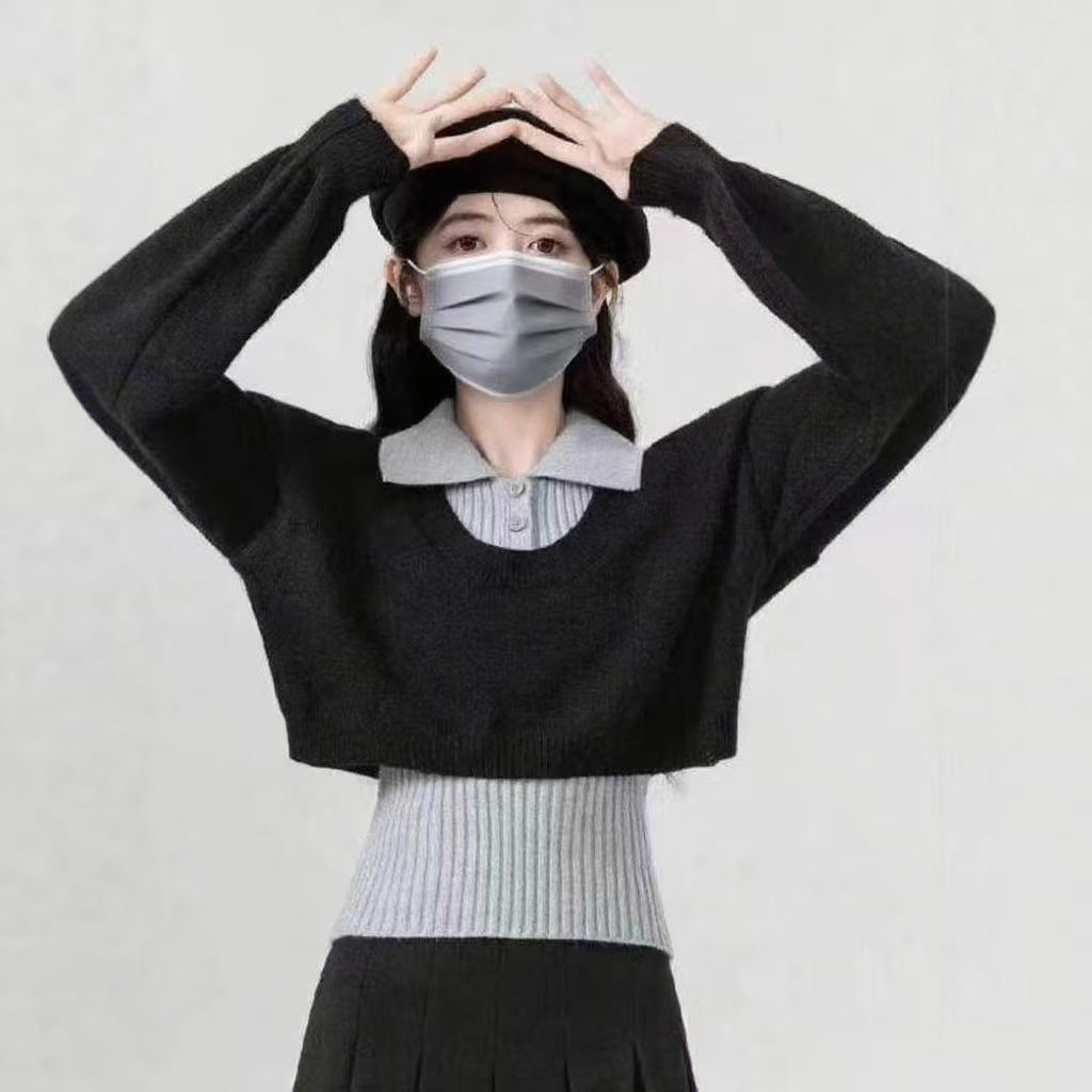 Damen modischer Crop-Pullover mit einzigartigem Design Drune