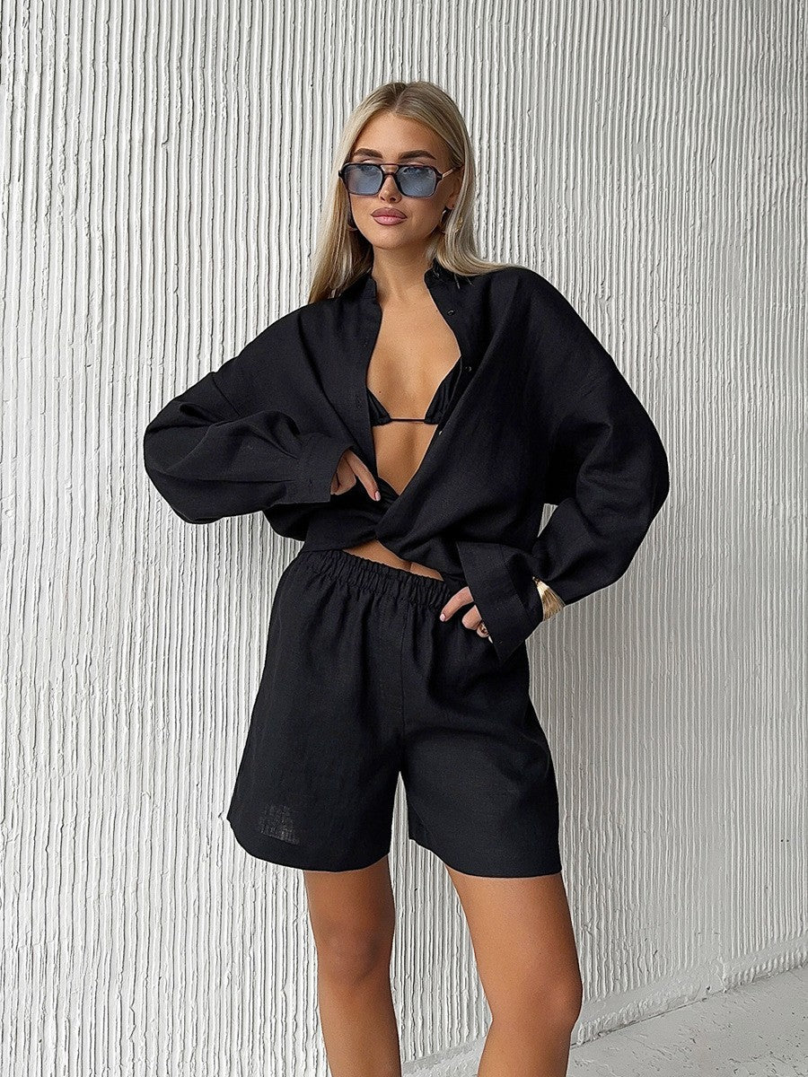 Damen Leichte Sommerschlaghose und Blazer Set Drune