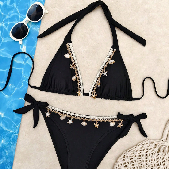 Damen Triangel-Bikini mit raffinierten Muschelverzierungen Drune