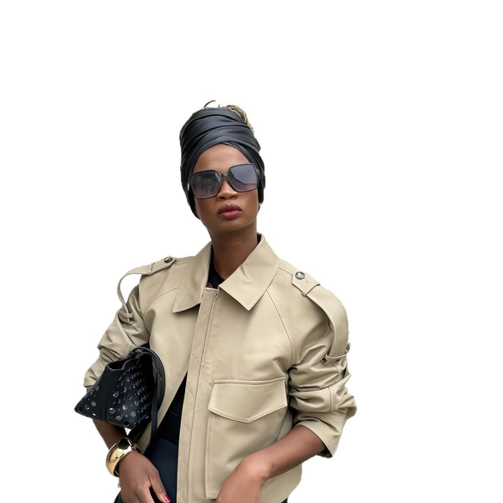 Damen modische Kunstlederjacke mit lässigem Schnitt und eleganten Details Drune
