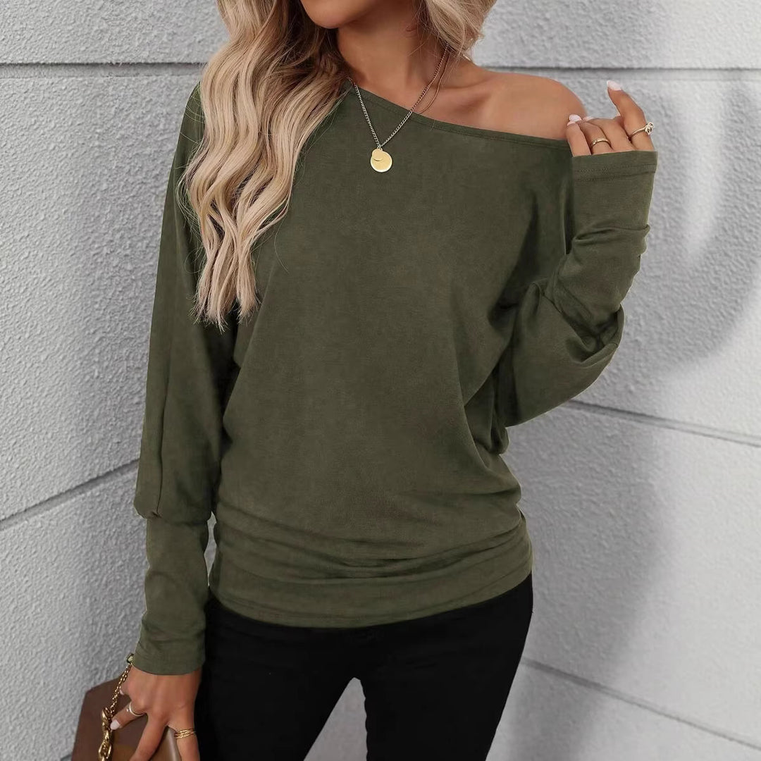 Damen Lässiges Langarmshirt mit weitem Schnitt und eleganter Silhouette Drune