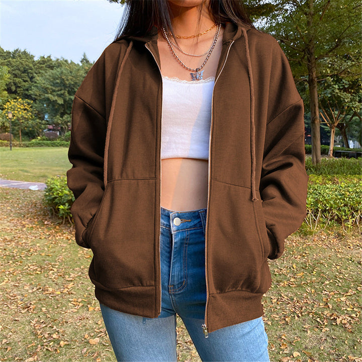 Damen lässiger Kapuzenpullover mit Reißverschluss Drune