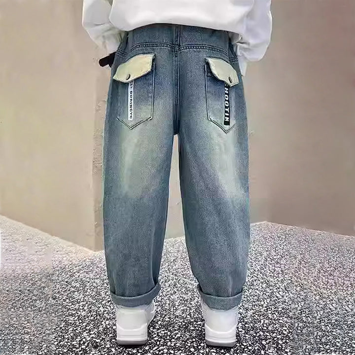 Damen lässige Baggy-Jeans mit seitlichen Taschen Drune