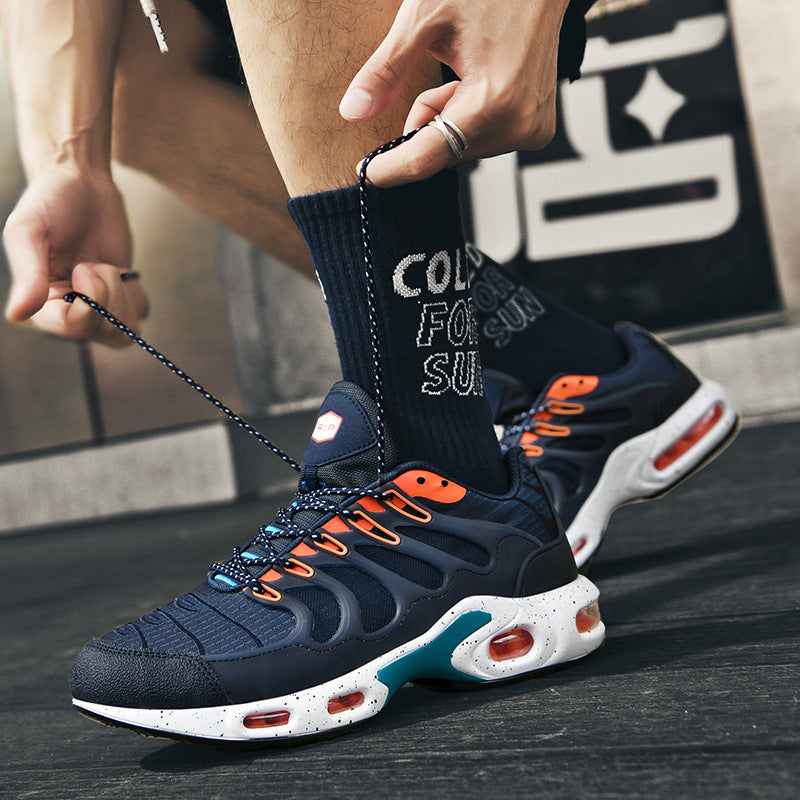 Herren futuristische Dämpfungs-Sneaker mit sichtbarer Luftkammer und strukturiertem Mesh-Overlay Drune