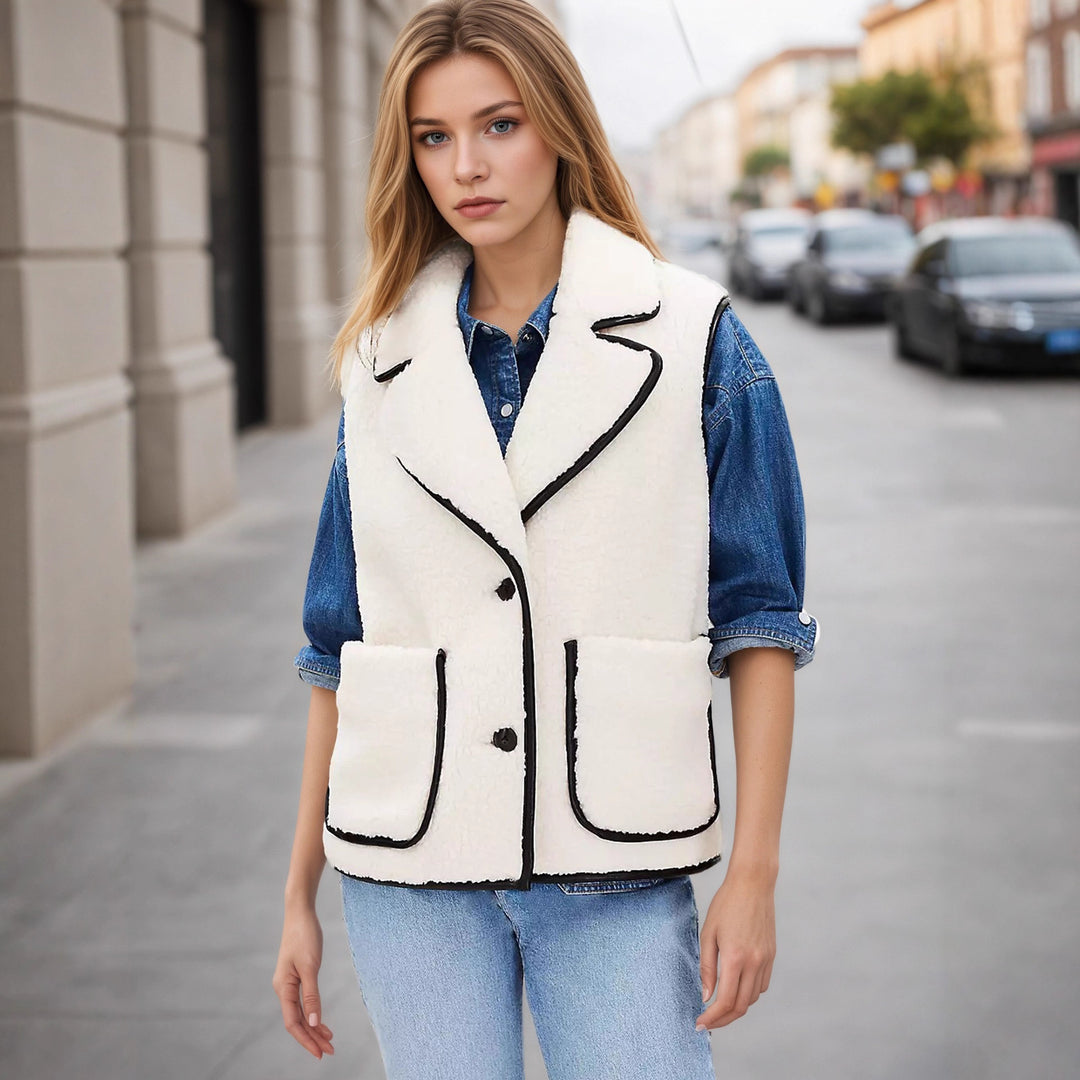 Damen Weste im eleganten Bouclé-Stil mit praktischen Taschen Drune