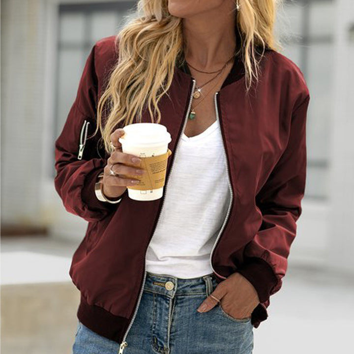 Damen stylische Bomberjacke mit praktischem Reißverschluss und seitlichen Taschen Drune