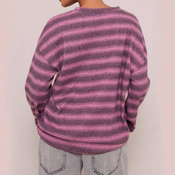 Damen kuscheliger Strickpullover mit modischem Streifenmuster Drune