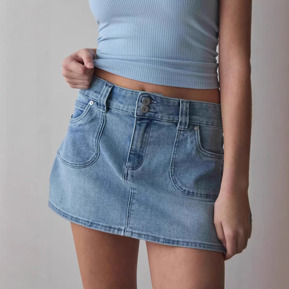 Damen Denim Minirock mit hochwertigen Taschen und modernem Schnitt Drune