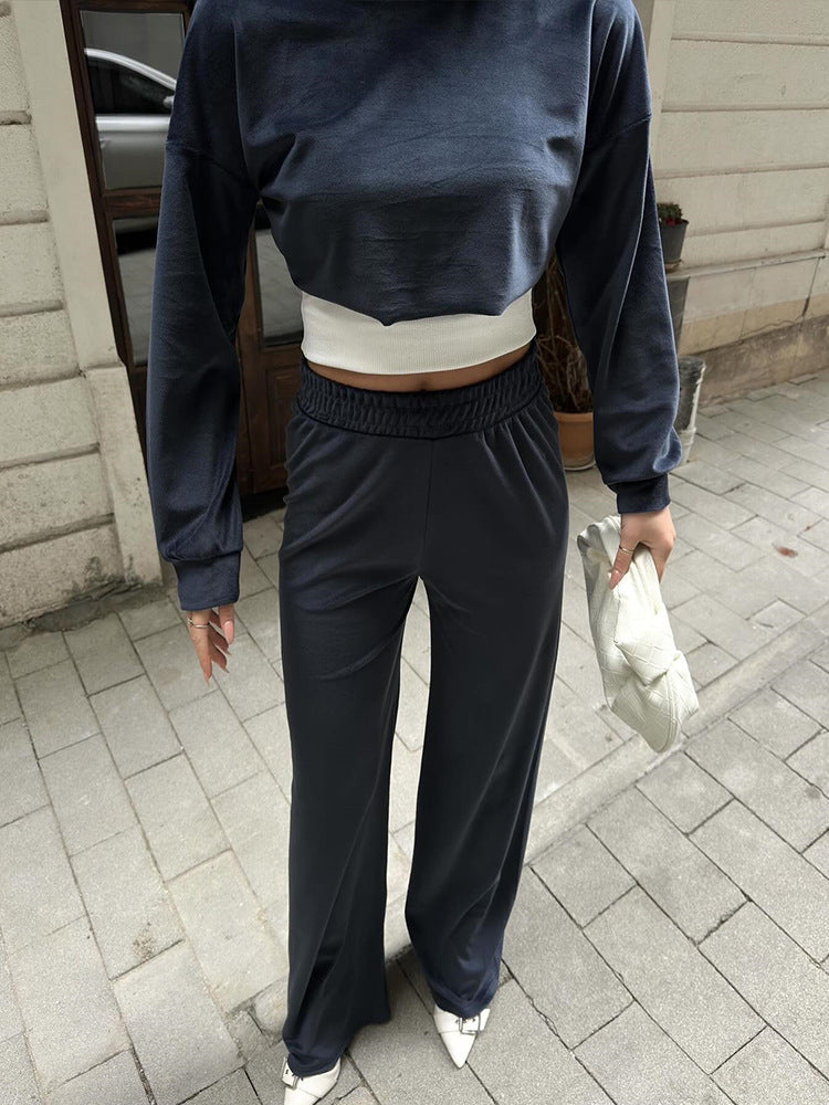 Damen Urbanes Freizeit-Set mit cropped Oberteil und weitem Schnitt Drune