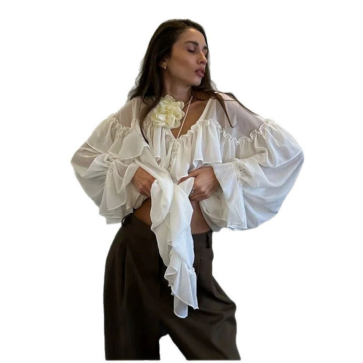 Damen Bluse mit Volants Drune