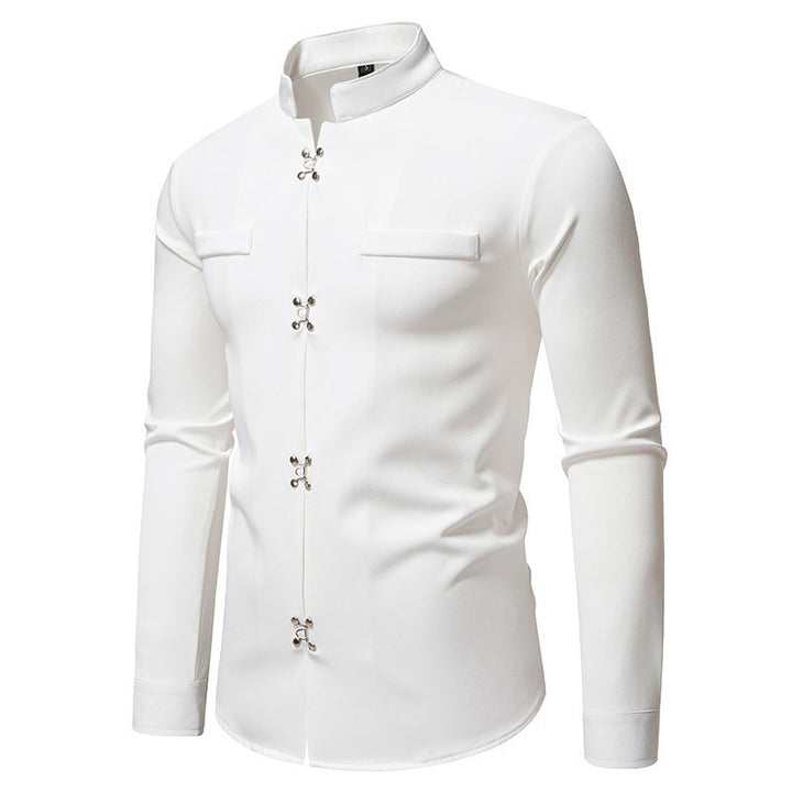 Herren Hemd mit asiatischem Knopfdesign Drune