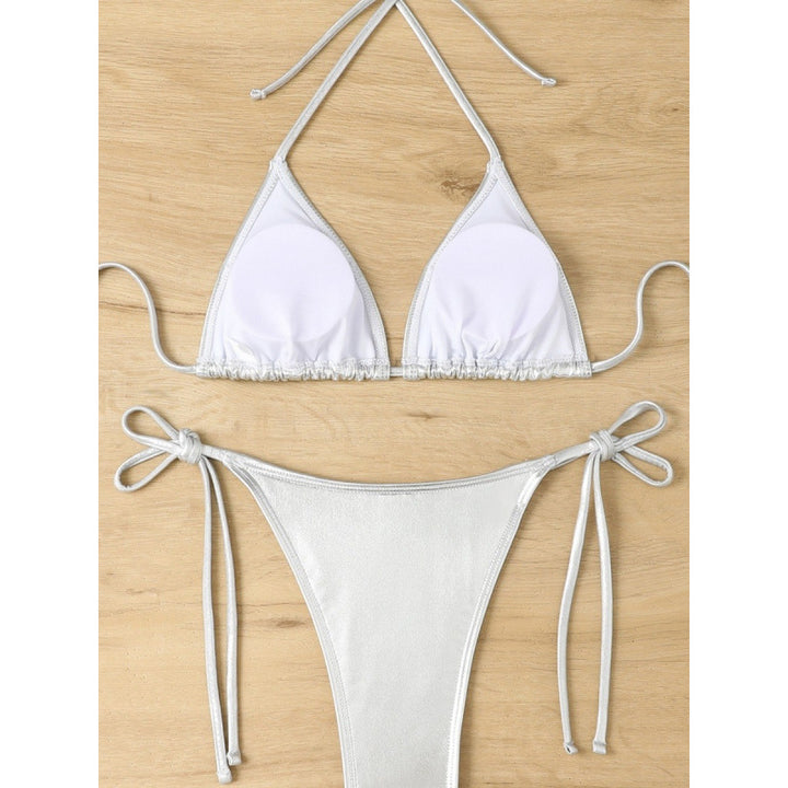 Damen Triangel-Bikini mit glänzendem Material und verstellbaren Trägern Drune