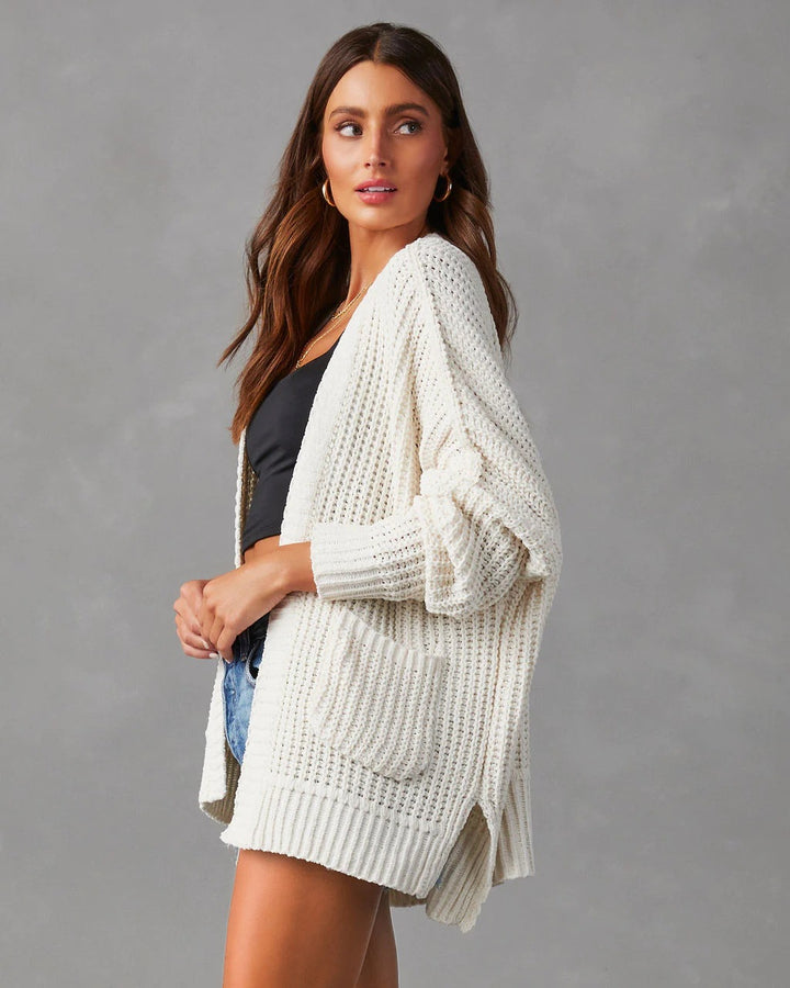 Damen Relaxed Strickjacke mit Taschen und offener Front Drune