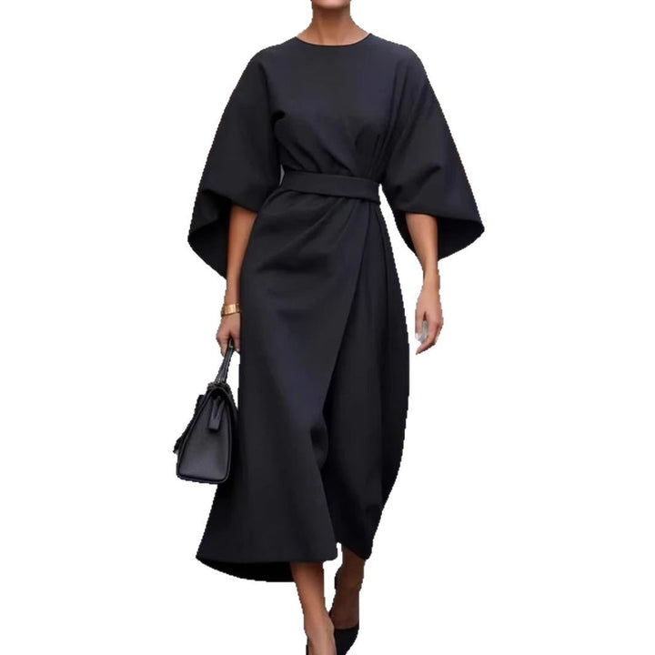 Damen Maxi-Kleid mit voluminösen Ärmeln und elegantem Drapierungsdesign Drune