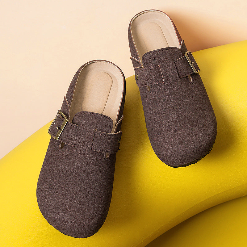 Damen nan gemütliche Nubuk-Slipper Clog mit verstellbarer Messingschnalle und ergonomischem Memory-Fußbett Drune