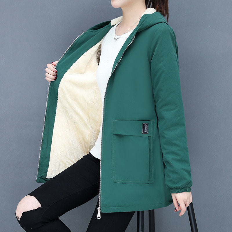 Damen Übergangsjacke mit fleecegefütterter Kapuze und praktischen Taschen Drune