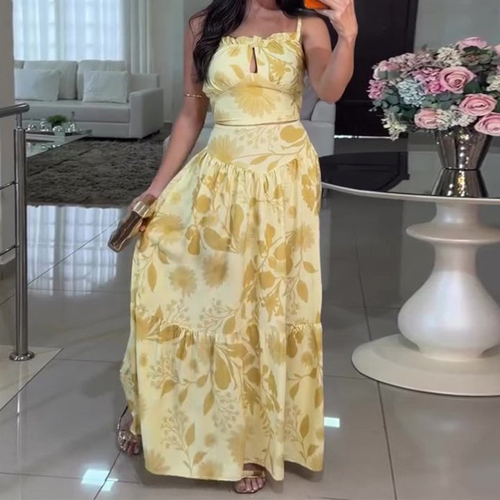 Damen Maxikleid mit floralem Design und luftiger Silhouette Drune