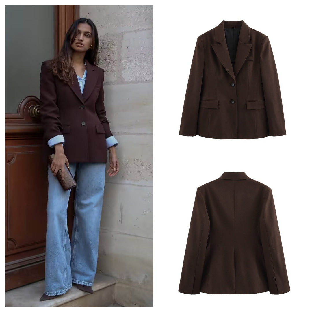 Damen elegante Blazerjacke mit strukturiertem Design und praktischen Taschen Drune