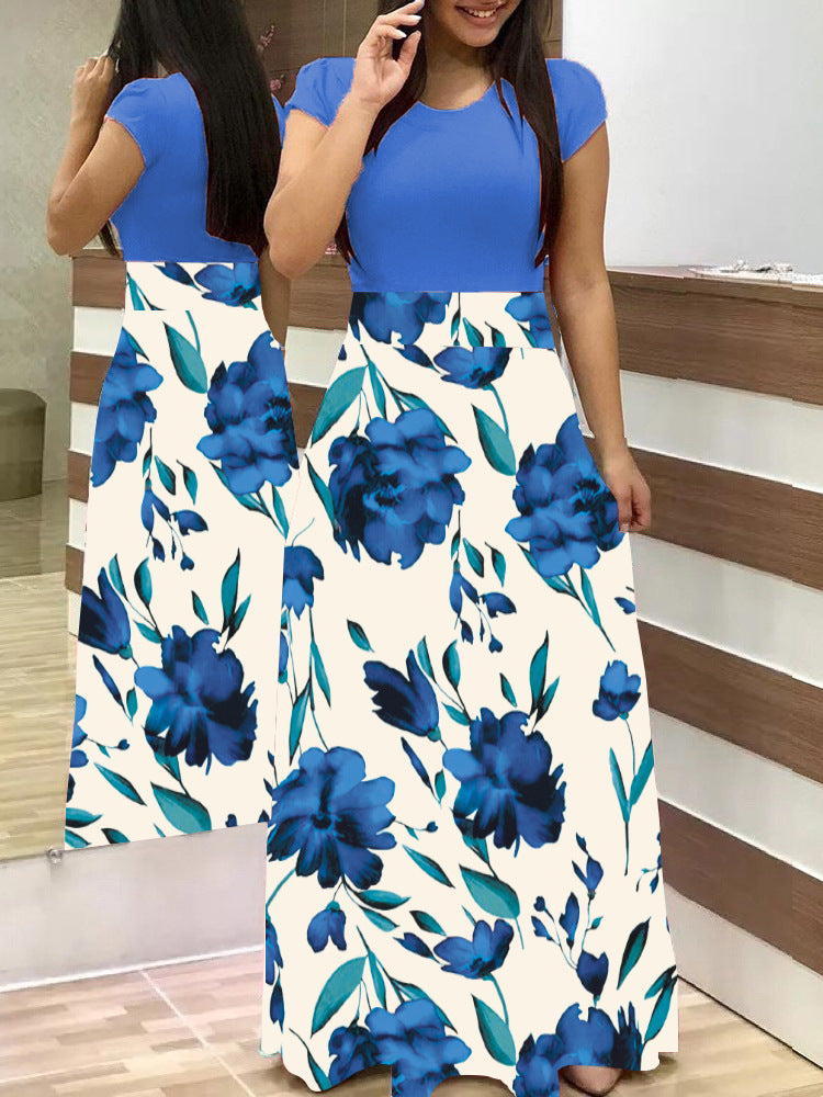 Damen Elegantes Maxikleid mit grafischem Druck und flexiblem Bund Drune
