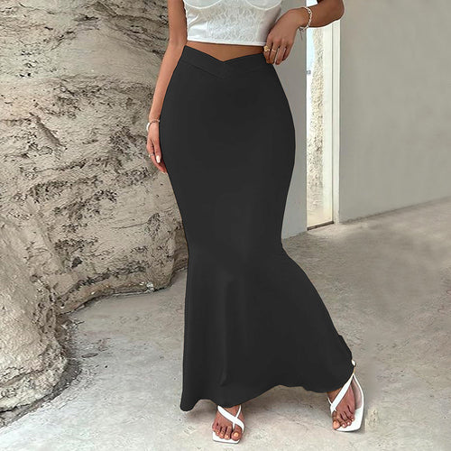 Damen Fishtail-Rock mit hohem Bund und figurbetontem Schnitt Drune