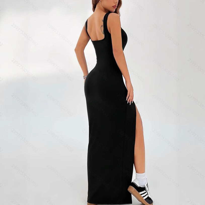 Damen Elegantes Maxikleid mit schulterfreier Silhouette und seitlichem Schlitz Drune