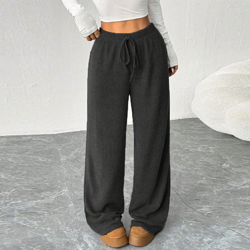 Damen weite Strick-Hosen mit elastischem Bund Drune