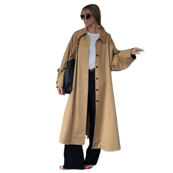 Damen Modischer Oversized-Trenchcoat aus strapazierfähigem Material mit eleganten Knopfdetails Drune