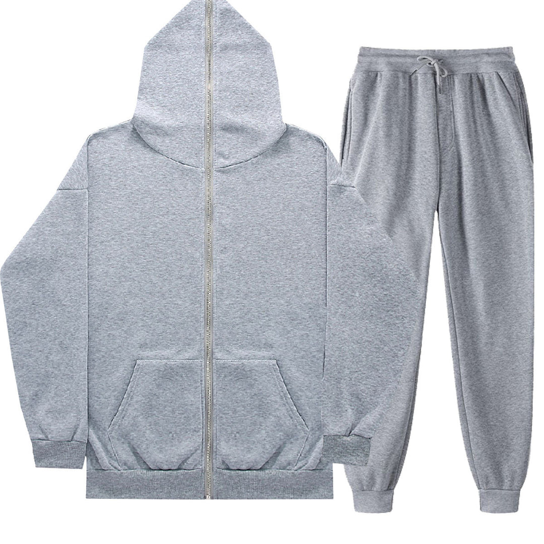 Unisex nan leichter French-Terry Zip-Hoodie und tapered Jogginghose Set mit Raglanärmeln, Kängurutasche und elastischem Komfortbund Drune