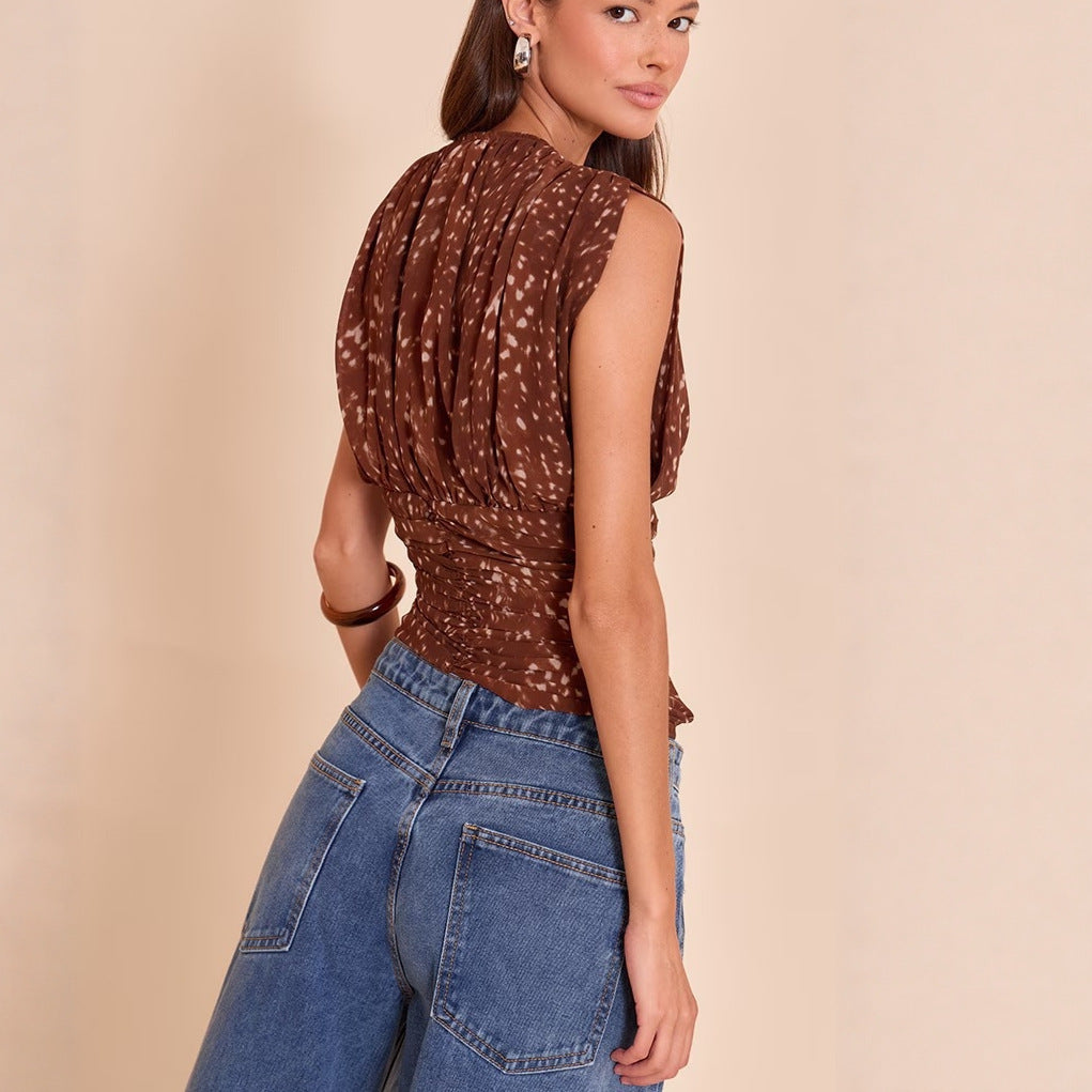 Damen Schicke Bluse mit Raffung Drune
