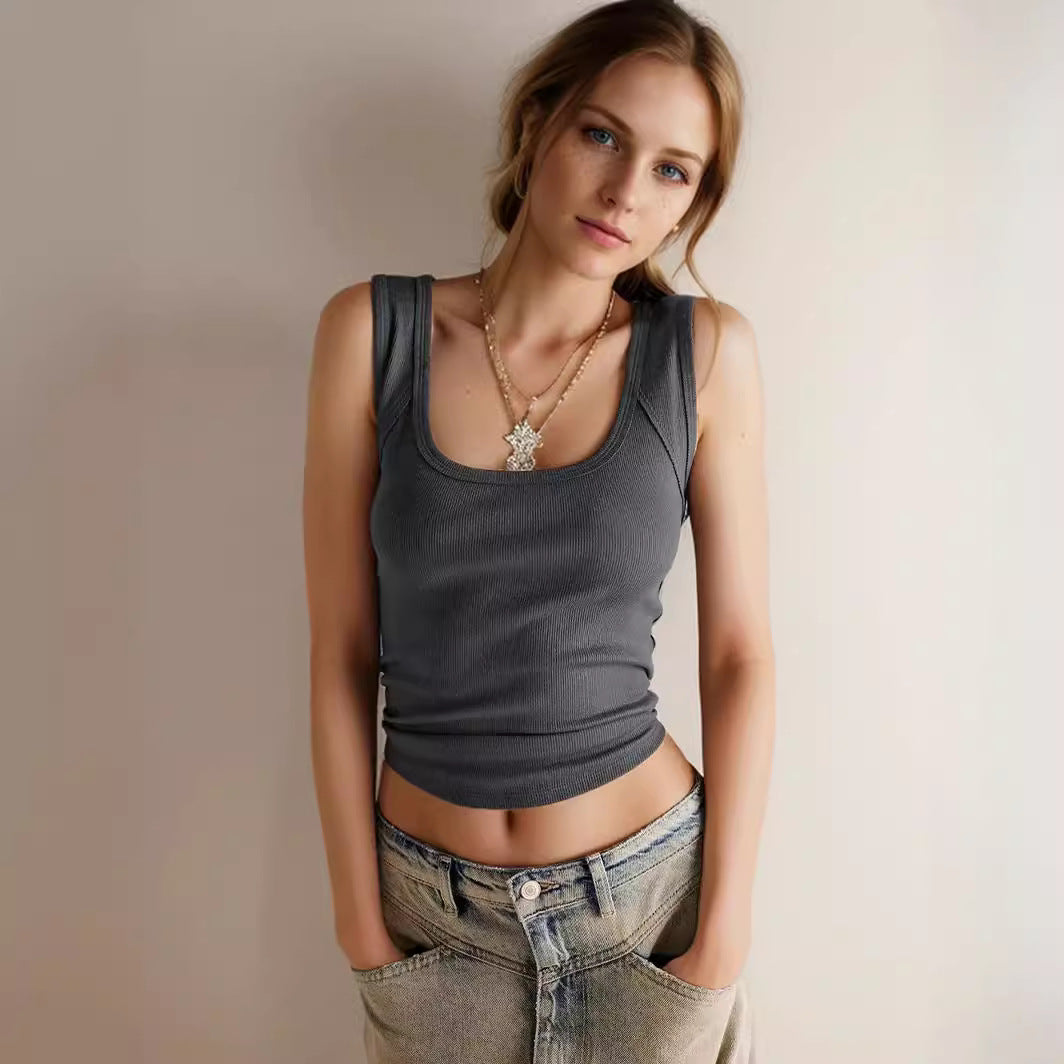 Damen Rippshirt mit schmalen Trägern und figurbetonter Passform Drune