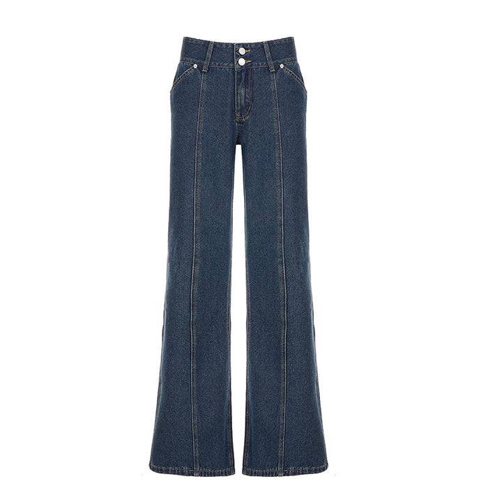 Damen weite Jeans mit hohem Bund und modernem Schnitt Drune