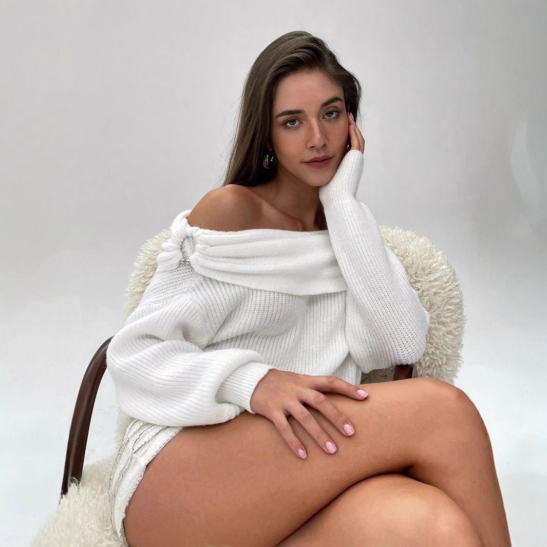 Damen Off-Shoulder Strickpullover Drune