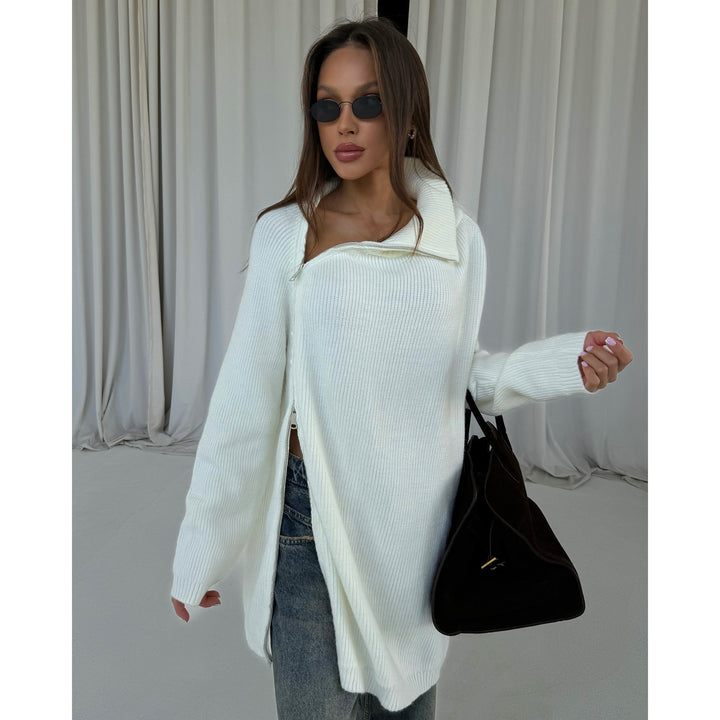 Damen Oversized Strickpullover mit modernem Stehkragen Drune