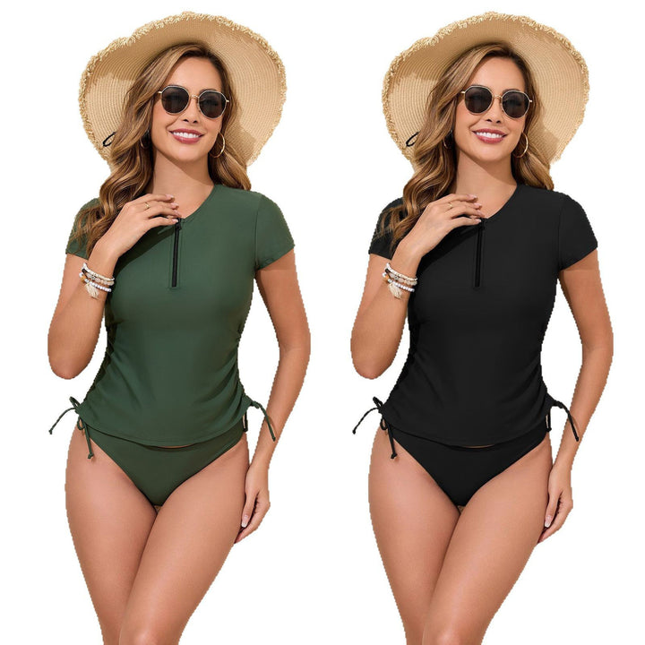 Damen Sportlicher Zweiteiler Badeanzug mit zip und regulierbarem Schnitt Drune