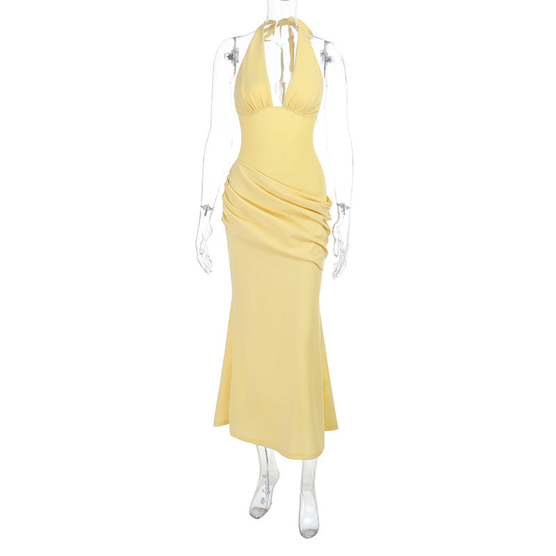 Damen figurbetontes Wickelkleid mit tiefem V-Ausschnitt und Drapierungen Drune