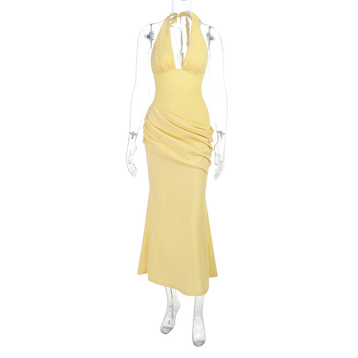 Damen figurbetontes Wickelkleid mit tiefem V-Ausschnitt und Drapierungen Drune