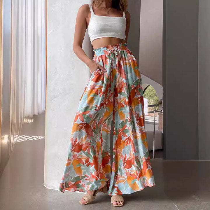 Damen Weite Palazzo-Hose mit elastischem Bund und praktischen Taschen Drune