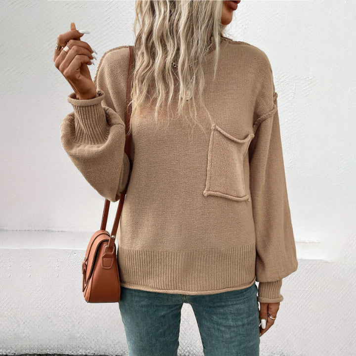 Damen Strickpullover mit praktischer Brusttasche und lässigem Schnitt Drune